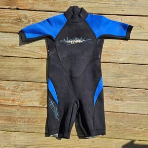 HO Sports Junior Size 10 Wetsuit Black‎ Blue Shorty Short Sleeve Kids Neoprene